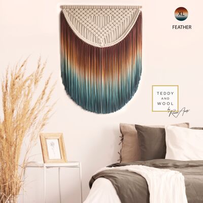 Art mural textile teint au trempé - ALEXA - TG : 34" x 47" - Plume