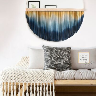 Extra Large Handmade Fringe Mirror - Small:  Ø 27.5 - Sunset