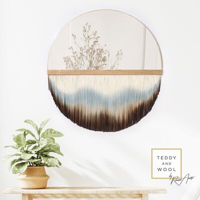 Extra Large Handmade Fringe Mirror - Small: Ø 27.5 - Misty Mountains