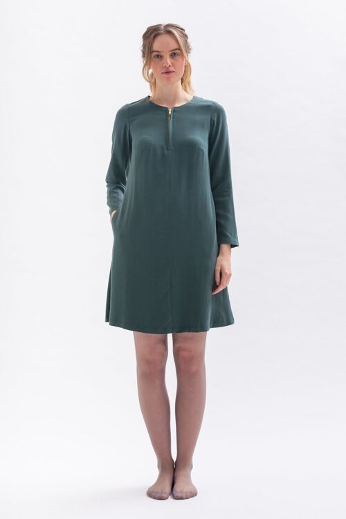 A-linen Kleid "KLA-RA" in Grün aus Tencel