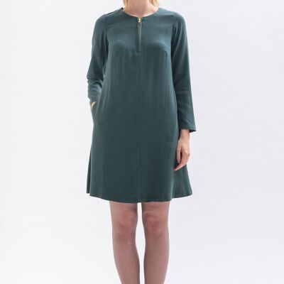 A-linen Kleid "KLA-RA" in Grün aus Tencel