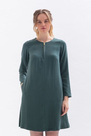 Robe en lin A "KLA-RA" en vert en Tencel 2