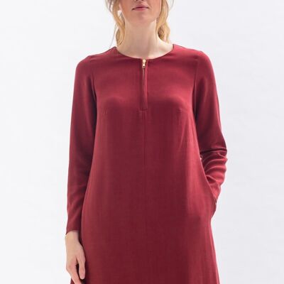 Robe en lin A "KLA-RA" en rouge en Tencel