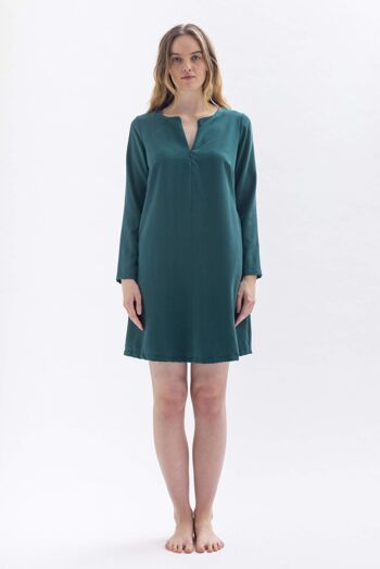 Robe trapèze "GRETA" en vert en Tencel 1