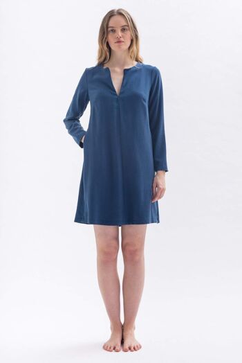 Robe trapèze GRE-TA en bleu en Tencel 8