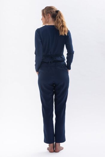 Pantalon "MA-RISAA" bleu foncé en Tencel 8