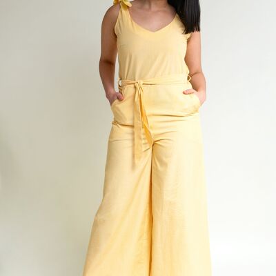 Jumpsuit FA-SA in light yellow made from 100% organic cotton