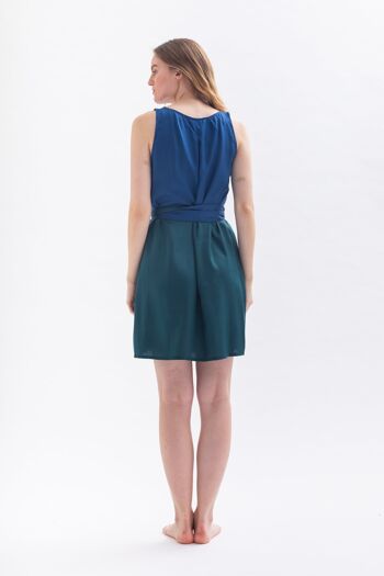 Robe mi-longue "TULPINA" bleu et vert en Tencel 2