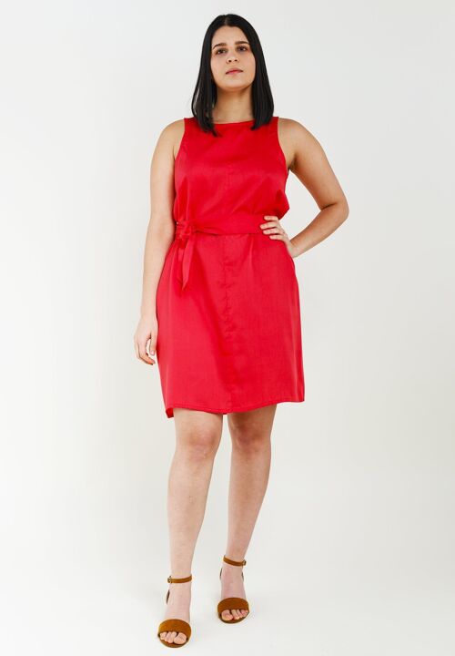 Knielanges "TULPINA" Kleid in Rot aus Tencel