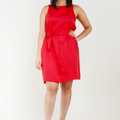 Knee-length "TULPINA" dress in red made of Tencel