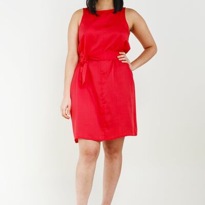 Knielanges "TULPINA" Kleid in Rot aus Tencel