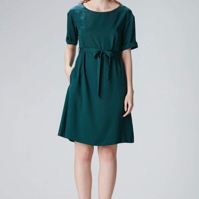 Knee-length summer dress with sleeves "Ed-daa" in green made from 100% Tencel