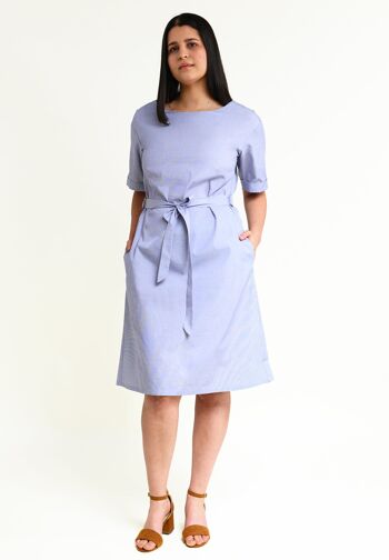 Robe d'été mi-longue avec manches Ed-daa en bleu clair en 100% coton biologique 5