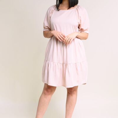 Robe d'été mi-longue à volants "ME-TA" rose tendre 100% Tencel