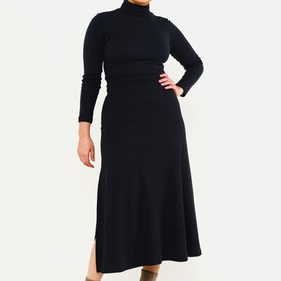 Maxi vestido "CLE-O" en color negro confeccionado en algodón 100% orgánico