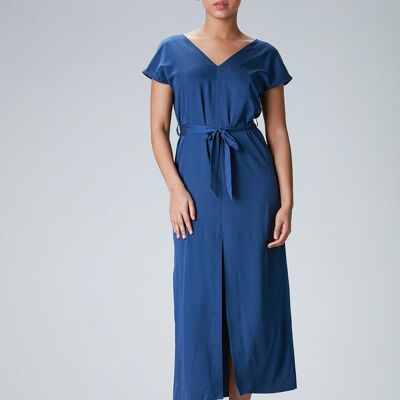 Maxi dress "STEL-LA" in blue made of Tencel