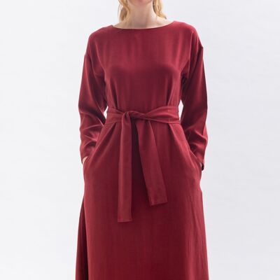 Midi dress "FRAN-CES" in merlot red made from Tencel