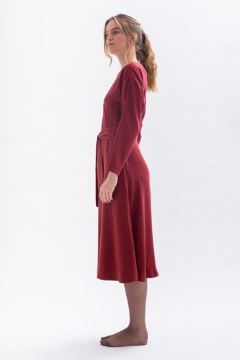 Robe midi "FRAN-CES" rouge merlot en Tencel 4