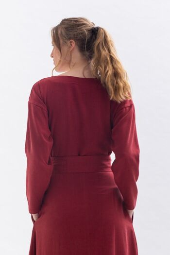 Robe midi "FRAN-CES" rouge merlot en Tencel 5