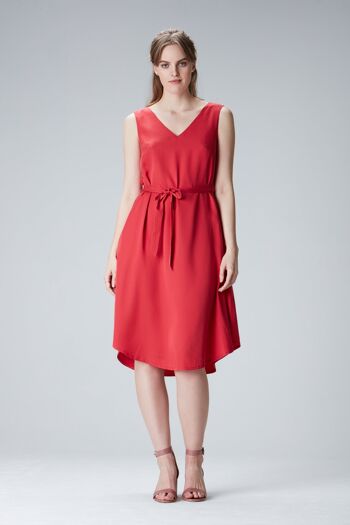 Robe midi "LAU-RAA" en rouge en Tencel 4