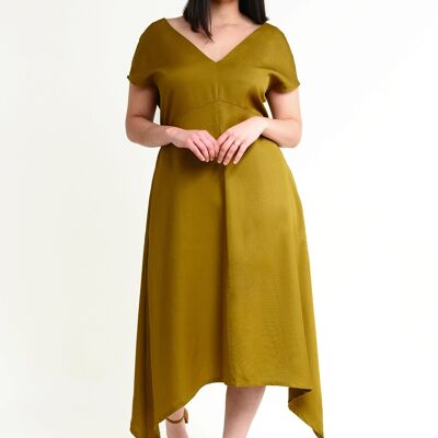 Midi dress KI-RA in olive from Tencel