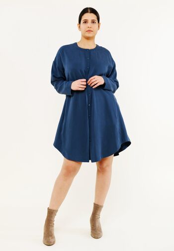 Robe chemise oversize "FINE" bleu en Tencel 3