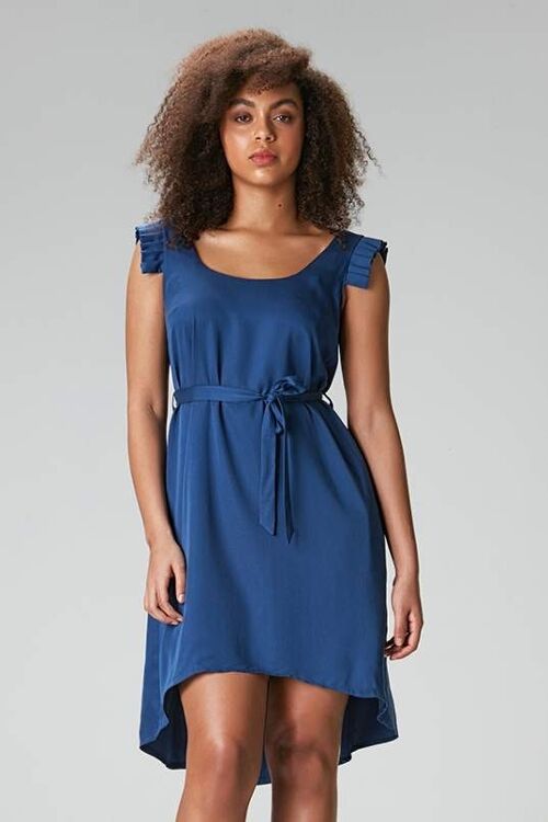 Sommerkleid "MET-TE" in Blau aus 100% Tencel
