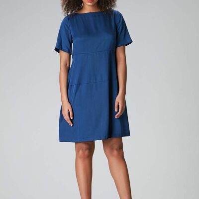 Summer dress with sleeves "Lo-La" in blue made from Tencel