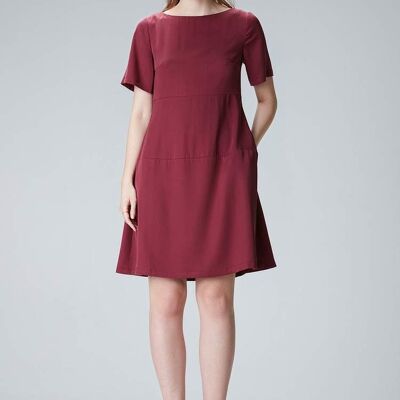 Summer dress with sleeves "Lo-La" in bordeaux made of tencel