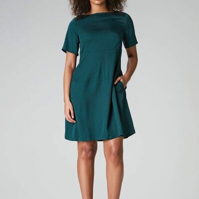 Robe d'été à manches "Lo-La" de couleur verte en 100% Tencel