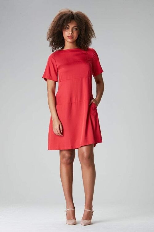 Sommerkleid mit Ärmeln "Lo-La" in Rot aus Tencel