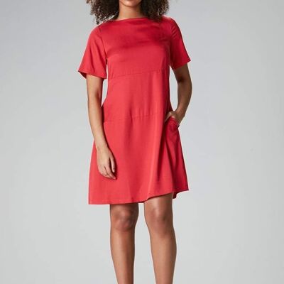 Summer dress with sleeves "Lo-La" in red made from tencel