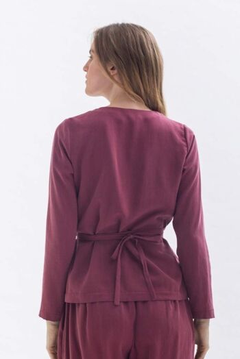 Blouse portefeuille "FRI-DA" bordeaux en Tencel 3