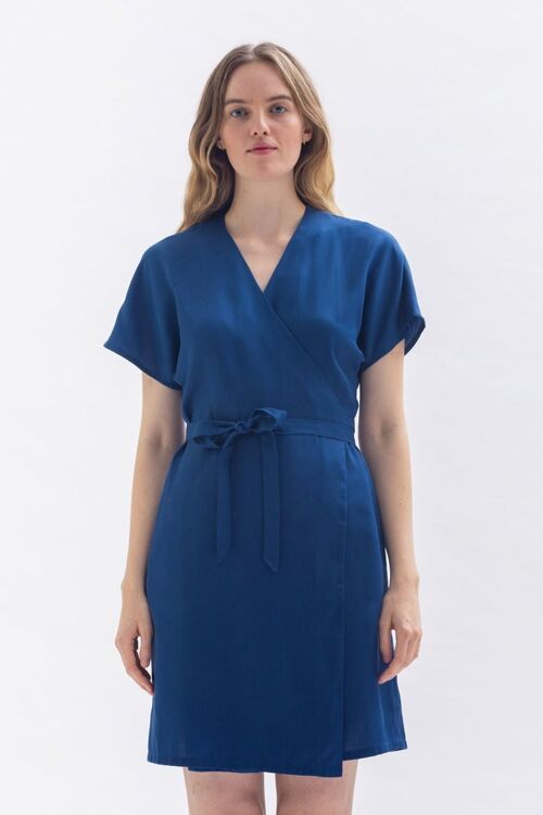 Wickelkleid "CAAR-MEN" in Blau aus Tencel