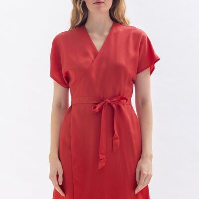 Wickelkleid "CAAR-MEN" in Rot aus Tencel