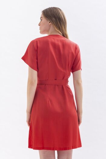 Robe portefeuille "CAAR-MEN" en rouge en Tencel 2