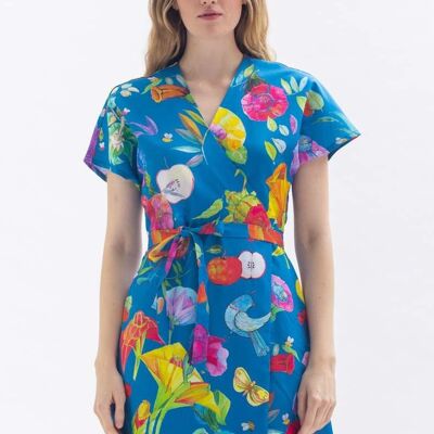 Wrap dress "GII-SA" made of Tencel and organic cotton with a floral pattern