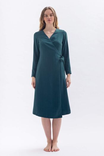 Robe portefeuille "MA-LAA" en vert en Tencel 1