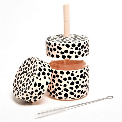 Neon Kactus Kids 8oz Glass Tumblers & Food Pots - Leopard