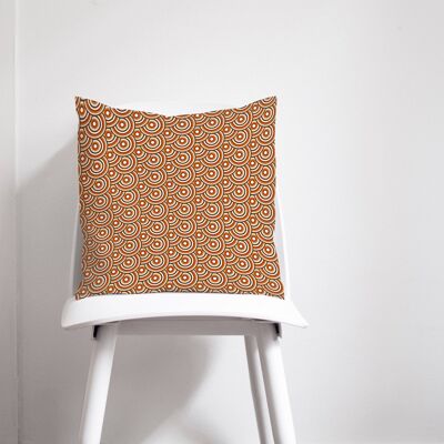 Brown Cushion with a Brown Circles 70's Retro Design, Throw Pillow 45 x 45 cm