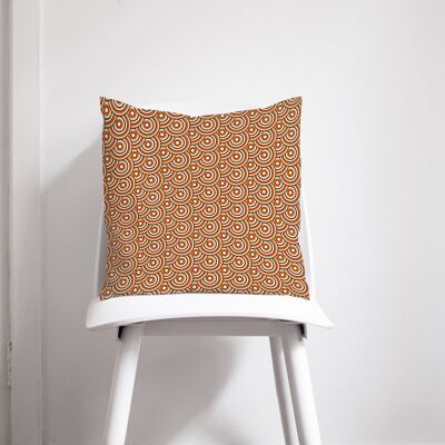 Brown Cushion with a Brown Circles 70's Retro Design, Throw Pillow 45 x 45 cm