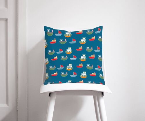 Dark Blue Cushion with a Nautical Theme Design, Throw Pillow 45 x 45 cm