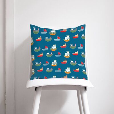 Dark Blue Cushion with a Nautical Theme Design, Throw Pillow 45 x 45 cm