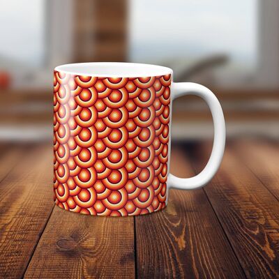 Tasse, tasse à thé ou à café au design rétro cercles orange