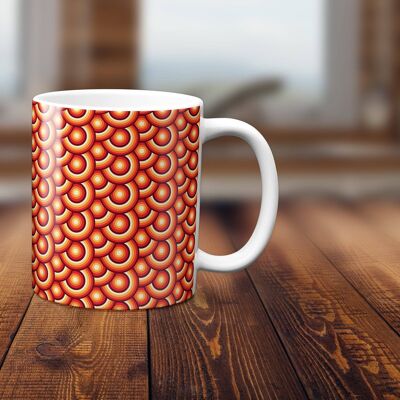 Tasse, tasse à thé ou à café au design rétro cercles orange