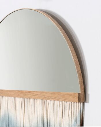 Miroir Extra Large à Franges Fait Main - XL: Ø 39.4 - Misty Mountains 2