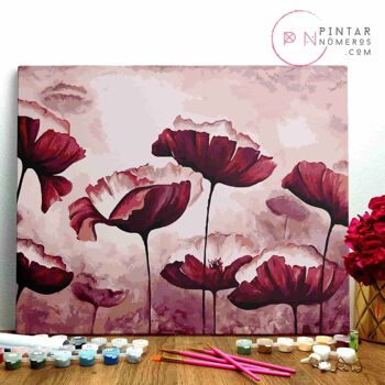 PEINTURE PAR NUMÉROS ® - Coquelicots Ouverts - (Peinture par Numéros Encadrée 40x50cm) 1