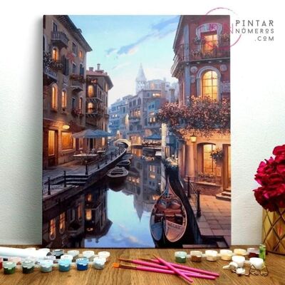PEINTURE PAR NUMÉROS ® - Coucher de soleil à Venise - (Peinture par Numéros Encadrée 40x50cm)