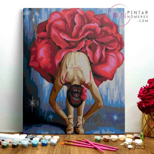 PINTURA POR NÚMEROS ® - Bailarina Rosa - (Paint by Numbers Framed 40x50cm)