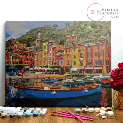 PAINTING BY NUMBERS ® - Boat tied up - (Paint by Numbers Framed 40x50cm)